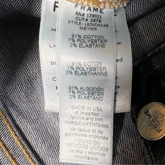 FRAME Denim Le Skinny De Jeanne Meyer Wash Jeans High Rise Raw Hem Size 32 - Picture 10 of 13